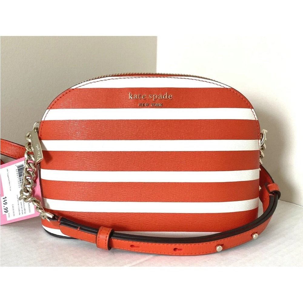 New Kate Spade Spencer Stripe Small Dome Crossbody Tamarillo Multi